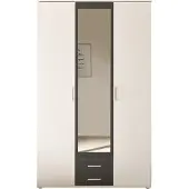 Pol-Power Kleiderschrank SCHLAFKONTOR "Hanau", weiß (weiß, graphit), B:120cm H:196cm T:53,5cm, Melamin, Schränke, Kleiderschrank