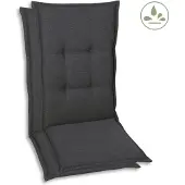GO-DE Textil, Sesselauflage Hochlehner, 2er Set, Farbe: grau, Maße: 120 cm x 50 cm x 7 cm, Rueckenhoehe: 70 cm