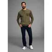 Arizona Longsleeve Langarm, melierte Optik, Rundhalsausschnitt mit Knopfleiste