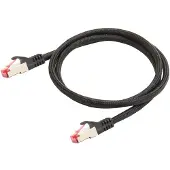 Mad Multimedia RNS Patchkabel mit Rastnasenschutz und Nylongeflecht, Cat. 6, S/FTP, PiMF, PVC, 250MHz, OFC, schwar