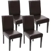 MCW 4er-Set Esszimmerstuhl Stuhl Küchenstuhl Littau Leder, braun dunkle Beine