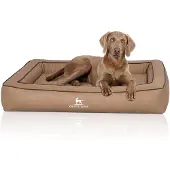 Knuffelwuff Orthopädisches Hundebett aus Laser gestepptem Kunstleder Montego 120 x 100cm Camel