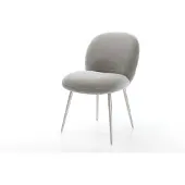 DELIFE Esszimmerstuhl Nube-Flex Strukturstoff Soft Grau 4-Fuß konisch Edelstahl Taschenfederkern