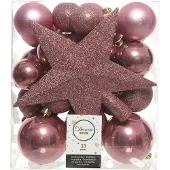 Christmas Decoration Weihnachtskugeln mit Christbaumstern Kunststoff 33er Set - Samtpink