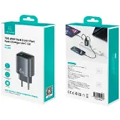Usams CC290 T66 45W GaN-Wandladegerät 1xUSB-A 1xUSB-C Silber