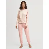 Calida Schlafanzug "Soft Dreams" 2 tlg. Ringel-Design, warm, weich, Frottee-Qualität, Cotton-Mix