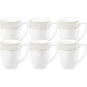 Wilmax England Wilmax Tasse 450 ml 6er-Set Weiß mit goldfarbenem Dekor aus Porzellan