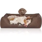 Knuffelwuff Orthopädisches Hundebett Columbia aus laser-gestepptem Kunstleder XXL 120 x 85cm Braun