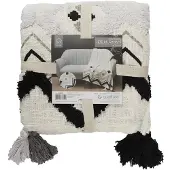 Home Deco Factory Schwarze Sofadecke im Ethno-Stil 130x150 -