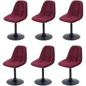 Mendler 6er-Set Esszimmerstuhl MCW-A60, Küchenstuhl Stuhl Drehstuhl, Stahl MVG Stoff/Textil Chenille (465g/m²) bordeaux