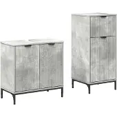 vidaXL Badezimmermöbel-Set 2 pcs Beton Grau Sperrholz und Metall