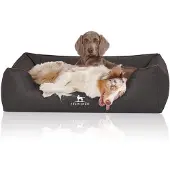 Knuffelwuff Orthopädisches Hundebett Rockland aus Kunstleder XXL 120 x 85cm Schwarz