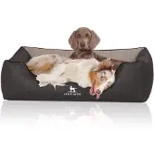 Knuffelwuff Cuddlewuff orthopädisches Hundebett Outback aus lasergepolstertem Kunstleder XXL 120 x 85cm schwarz/grau