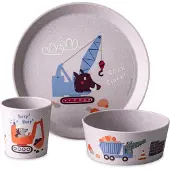 Koziol Kleiner Teller + Schale + Becher, CONNECT TRUCKS organic purple grey