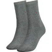 Tommy Hilfiger Socken "TH WOMEN SOCK CASUAL 2P", Damen, Gr. 39-42, Sockengröße, grau (middle grau melange), Baumwollmischung, Elasthan, Polyamid, elastisch, Socken Socken, mit flacher Zehennaht