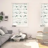 Lichtblick Original Doppelrollo "Duo Rollo Klemmfix, ohne Bohren, blickdicht, Monstera - Schwarz" halbtransparent freihängend