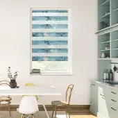 Lichtblick Original Doppelrollo "Duo Rollo Klemmfix, ohne Bohren, blickdicht, Aqua Floral - Blau" halbtransparent freihängend