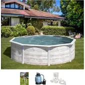 Gre Runder Stahlwandpool mit Nordicoptik KIT460N – Ø 460 x 120 cm, Komplettset