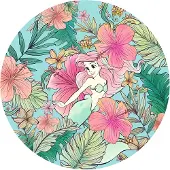 Komar Vliestapete "Vlies selbstklebend - Ariel Ocean Flowers - Größe 125 x 125 cm" bedruckt glatt Kinderzimmer