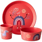 Koziol Kleiner Teller + Schale + Becher, CONNECT DREAMS organic coral red