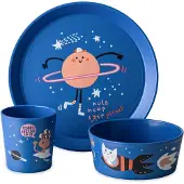Koziol Kindergeschirr-Set "Kleiner Teller + Schale + Becher CONNECT SPACE" 100% melaminfrei & recycelbar, CO² neutral in Deutschland produziert