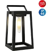 Näve LED Deko-/Solarleuchte H: 25,5cm schwarz, Lampe für den Außenbereich im Modern-Style, aus Metall und Kunststoff in schwarz, 15 x 15 x 25,5 cm, mit LED Platine – mit Schiebeschalter – Dämmerungssensor