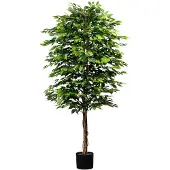 Creativ Green Kunstpflanze "Ficus benjamini" mit Naturstamm