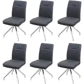 Mendler 6er-Set Esszimmerstuhl MCW-H70, Küchenstuhl Lehnstuhl Stuhl, Stoff/Textil Edelstahl gebürstet dunkelgrau