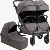 Beemoo BFF60 2 Geschwisterwagen inkl. Liegewanne, Fog Grey, Doppelkinderwagen