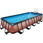 Exit Wood Rahmenpool 540x250x100cm, Aufstellpool, mit Sandfilteranlage, Rechteckig, Braun