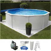 Kwad Rundpool "Supreme weiß inkl. Sicherheitsleiter und Zubehör" 5-tlg., Höhe: 132 cm, blaue Innenfolie