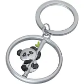 Troika Brelok Spinning Panda, metal, srebrny