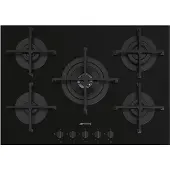 Smeg Cucina PV275B Kochfeld / Flache Oberfläche / 72 cm / Gas / 5 Brenner / Schwarz