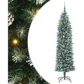 vidaXL Künstlicher schlanker Weihnachtsbaum Grün und Weiß 180 cm