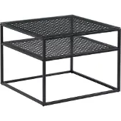 Wohnling Couchtisch Glas Metall Schwarz 60x60x45 cm Quadratischer Wohnzimmertisch Modern mit Ablage Beistelltisch Sofatisch Glastisch Klein