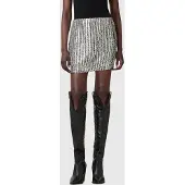 AllSaints Jamilia Emb Skirt Silver Größe: 6 | Miniröcke Outlet | Damen | Grau