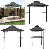The Living Store BBQ-Pavillon 240x150x255 cm Anthrazit Stahl