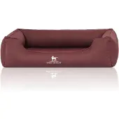 Knuffelwuff Orthopädisches Wasserabweisendes Hundebett Leon aus Velours mit Handwebcharakter Übergröße XXXL 155 x 105cm Rot