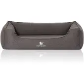 Knuffelwuff Orthopädisches Hundebett Leano aus Velours mit Handwebcharakter XXL 120 x 85cm Schwarz