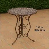 HTI Runder Gartentisch Modell Lani aus Metall, Antik, Ø 60 cm, 72 cm hoch