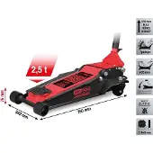 Ks Tools performance Hydraulischer Stahl-Wagenheber, 2500 kg, flach, Hubhöhe: 75-510 mm - 160.1015