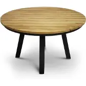 CLEMENTO Dundee Gartentisch Ø130 cm Rund Aluminium/Teak Anthrazit