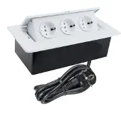 TecLines TES011W 3-fach Einbausteckdose mit 3m Kabel, weiss
