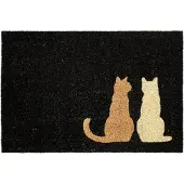 Beliani Fußmatte NAPALIT Schwarz 60 x 90 cm Katze Kokosfasern