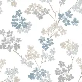 Superfresco Vliestapete "Bailey - Blumen" geblümt glatt Blau/Grau - 10m x 52cm