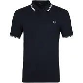 Fred perry Polo Marine Dunkelblau mit weißen Doppelstreifen