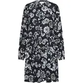 Kaffe Midikleid "Damen Kleid KAevity", Damen, Gr. 36, N-Gr, schwarz (schwarz, weiß rose), Obermaterial: 100% Viskose LENZING ECOVERO CV LenzEcov., Kleider Midikleid