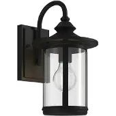 LINDBY Zayn Außenwandleuchte Black/Clear - , Zayn, dimmbar, Schwarz, für Balkon, Metall, Antik