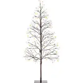 Beliani Outdoor LED Weihnachtsbeleuchtung Braun PVC u. Metall 150 cm in Baumform mit 9 Modi Stromanschluss zum Aufstellen Außen Deko Adventsdekoration
