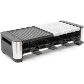 Fritel - Raclette Grill RSG 3280 – 2-in-1 Stein-Grill & Teppanyaki mit Raclette für 8 Personen